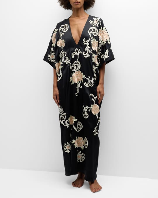 Key Essentials Floral Embroidered Silk Caftan