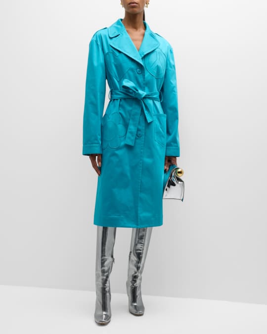 Moschino Jeans Satin Patch Trench Coat Neiman Marcus