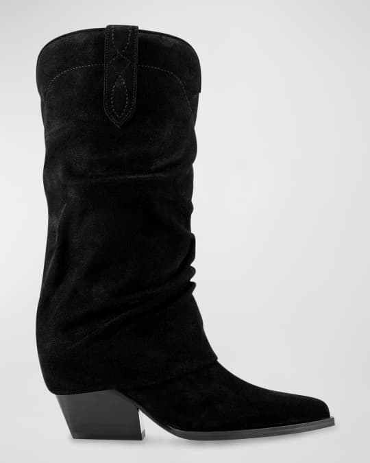 Marc Fisher LTD Calysta Slouchy Suede Western Boots Neiman Marcus