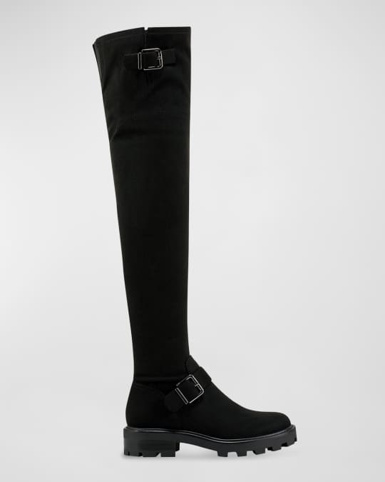 Marc Fisher LTD Ganven Suede Over The Knee Moto Boots Neiman Marcus