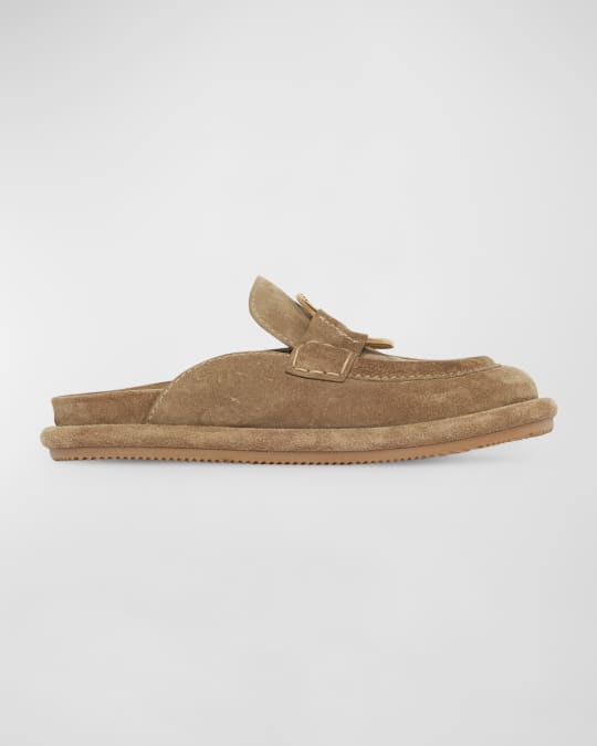 Moncler Bell Suede Ring Loafer Mules | Neiman Marcus