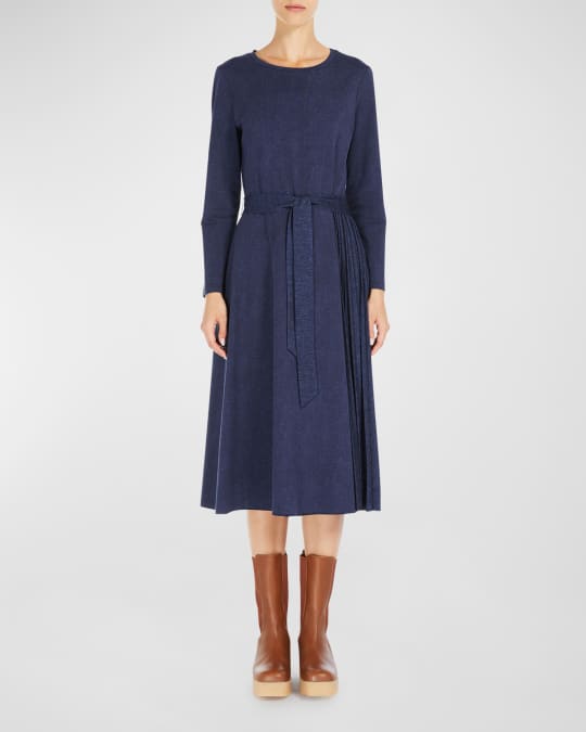 Weekend Max Mara Pleated Scoop-Neck Jersey Midi Dress | Neiman Marcus
