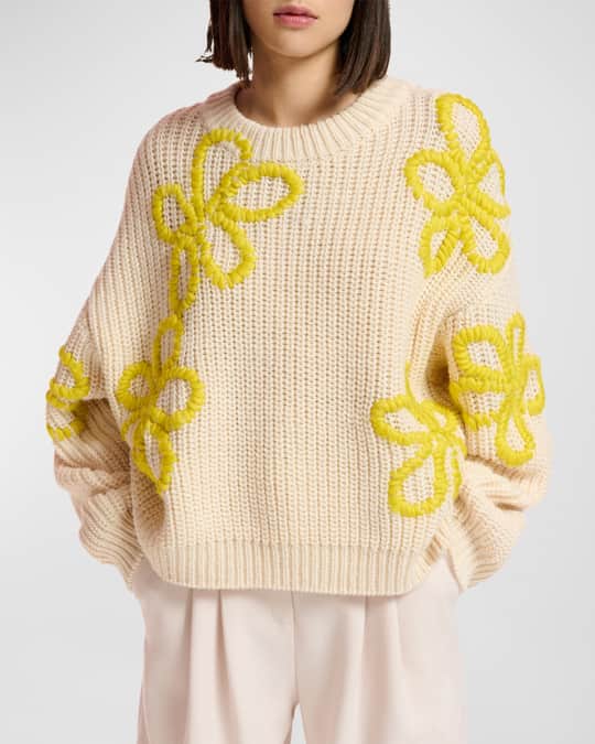 Essentiel Antwerp Eschew Floral Embroidered Wool-Blend Sweater
