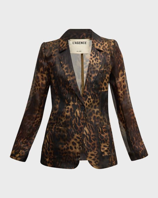 L Agence Tamara Sheer Leopard Print Blazer Neiman Marcus