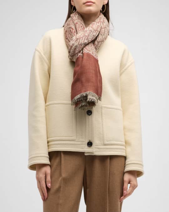 Loro Piana Bayanzag Jacquard Cashmere & Silk Stole | Neiman Marcus