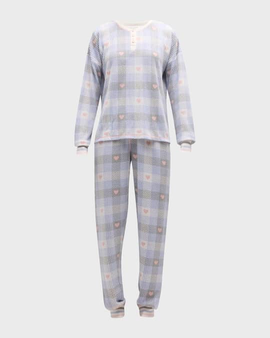 Ski Jammie Floral Print Thermal Pajama Set