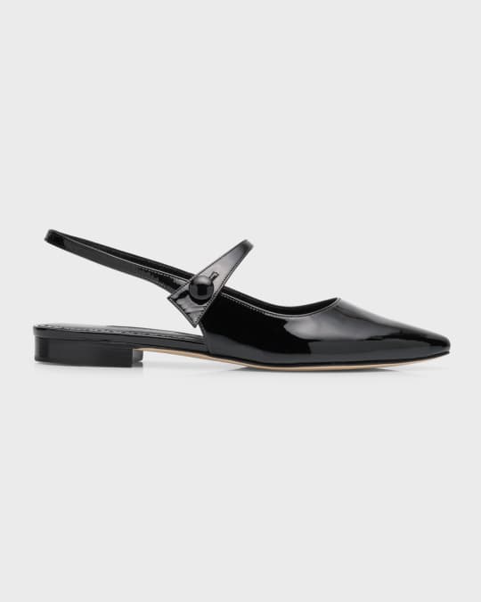 MANOLO BLAHNIK MARIJANA Satin Beaded Mary Jane Flats pumps black 38 1/2