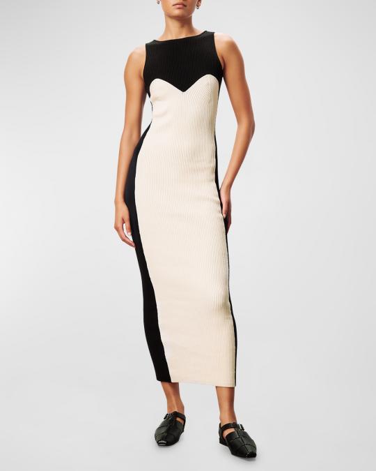 mara hoffman knit dress Aleks Two-Tone Sleeveless Midi Men's_Shirt Jackets