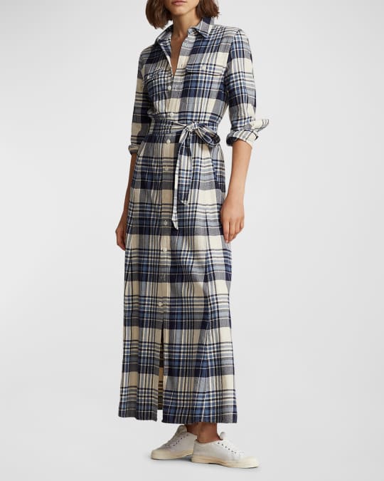 Polo Ralph Lauren Plaid Cotton Twill Shirtdress | Neiman Marcus