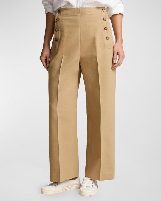 Polo Ralph Lauren Wide-Leg Cropped Sailor Pants | Neiman Marcus