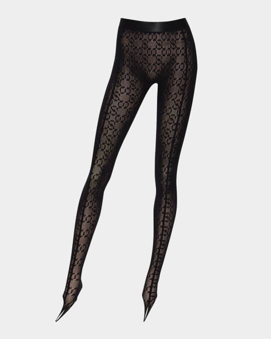 x Simkhai Intricate Sheer Pattern Stirrup Tights