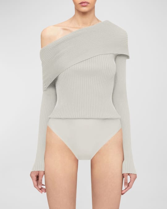 Wolford x Simkhai Asymmetric Ribbed One-Shoulder Bodysuit