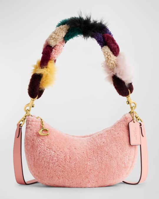 Multicolor Shearling Crescent Shoulder Bag
