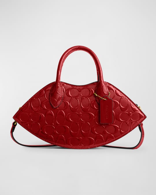Coach Lip Signature Patent Leather Top-Handle Bag | Neiman