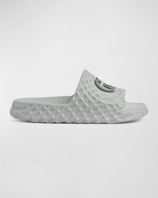 Gucci Men's Water Ripple Textured Rubber Pool Slides Neiman Marcus