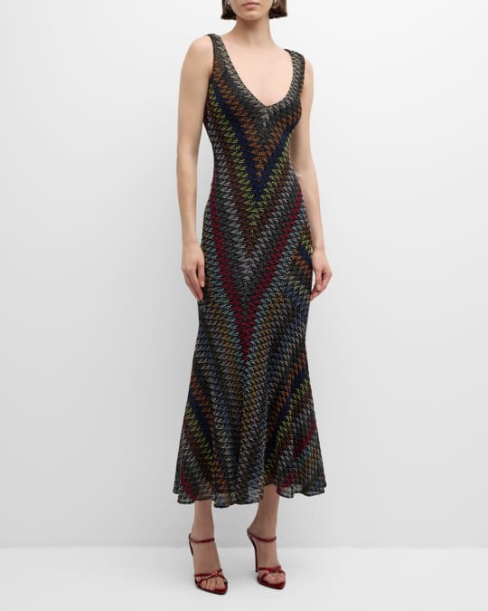 Mos Mosh Alvana Chevron Stitch Sleeveless Maxi Dress Black