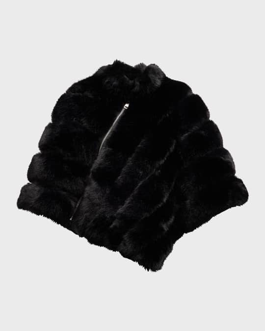 Asymmetric Faux Fur Poncho 