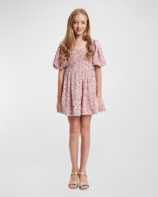 Girl s Giulia Sequin Puff Sleeve Mini Dress Size 4 14