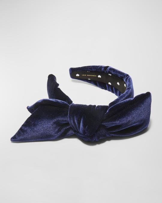Lele Sadoughi Holly Bow Velvet Headband | Neiman Marcus display picture 2