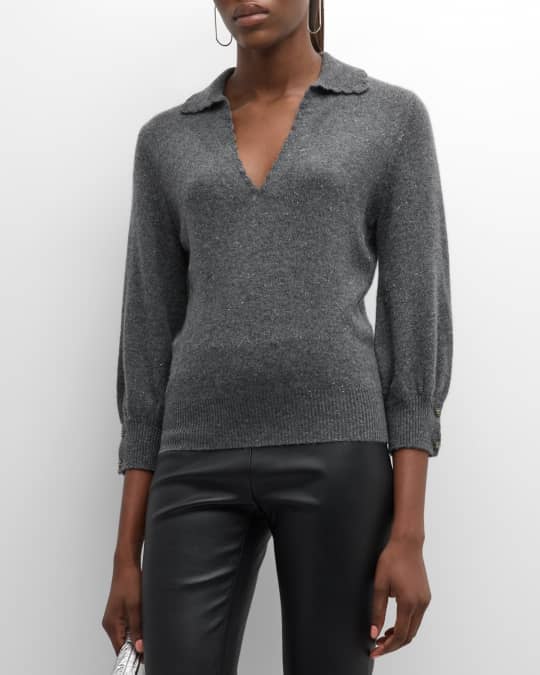 Cadence Shrunken Cashmere Polo in Whisper