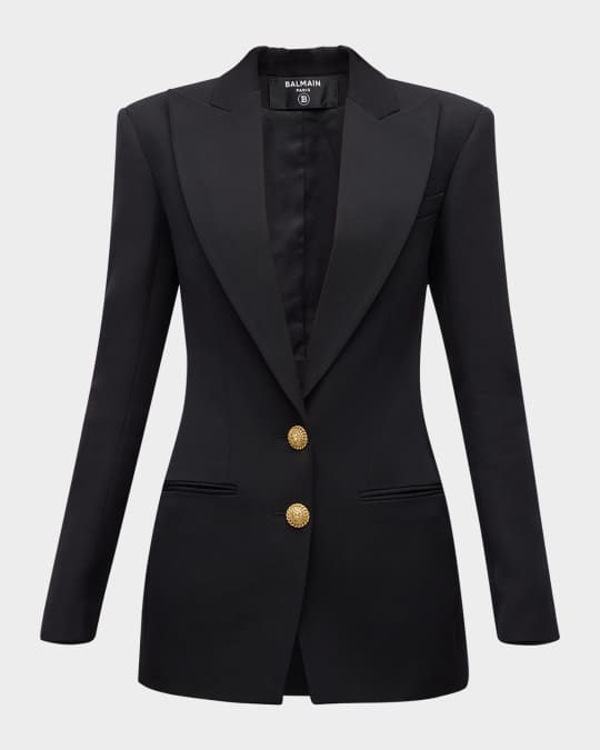 【関税＆送料込み】Balmain Fitted Waist Blazer 2 Buttons Cl 2-button cinched-waist jacket black - Women | BALMAIN