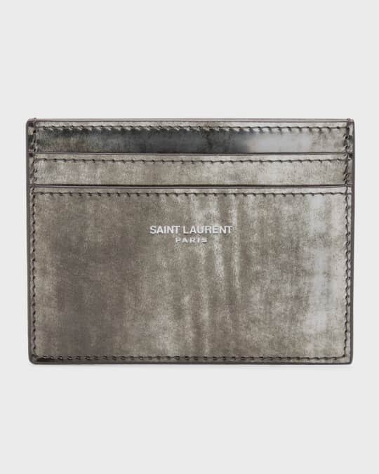 Men s Metallic Brushed Leather Card Holder