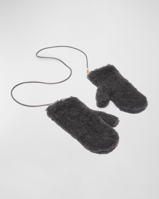 Max Mara Ombrato Teddy Mittens | Neiman Marcus