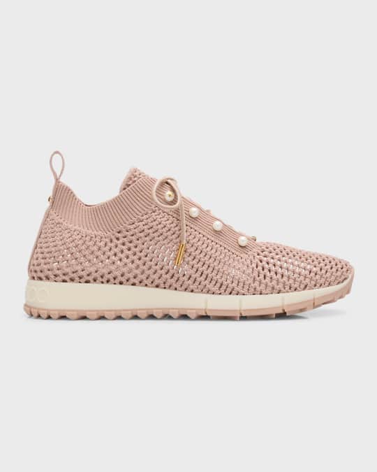 Jimmy Choo Veles Knit Pearly Lace-Up Sneakers | Neiman Marcus