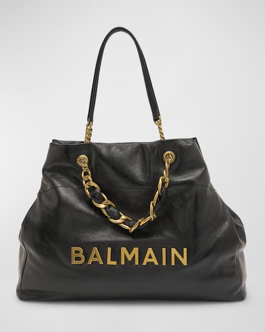 Balmain 1945 Soft XXL Cabas Tote Bag in Crinkled Leather
