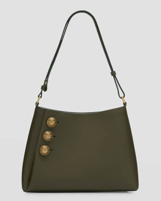 BALMAIN｜Embleme Shoulder a2172 Balmain Embleme Shoulder Bag in Grained Leather | Neiman Marcus