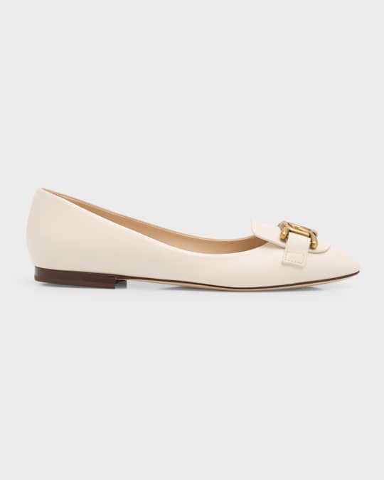 【関税＆送料込み】Tod'S Leather Ballerina With Chain Tod's Leather Chain Ballerina Flats | Neiman Marcus