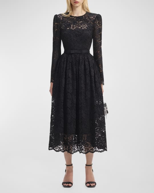 Self Portrait Corded Lace A line Midi Dress Neiman Marcus