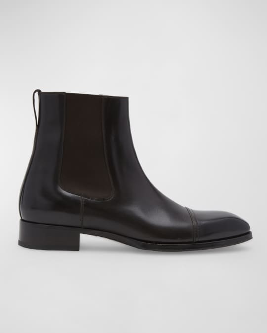 【TOM FORD】Elkan レザー チェルシーブーツ ブラック TOM FORD Elkan Leather Chelsea Boots for Men | MR PORTER