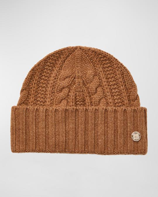 Bruno Magli Cable Cuffed Cashmere Hat, Brown mens-cable-knit-cashmere-hat-  main image 3