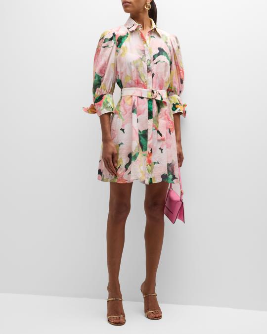 acler shirt dress Acler Merrylands Floral Belted Mini Shirtdress