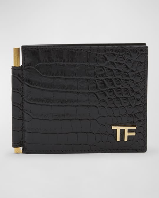 TOM FORD Men's T Line Alligator-Effect Money Clip Wallet Neiman