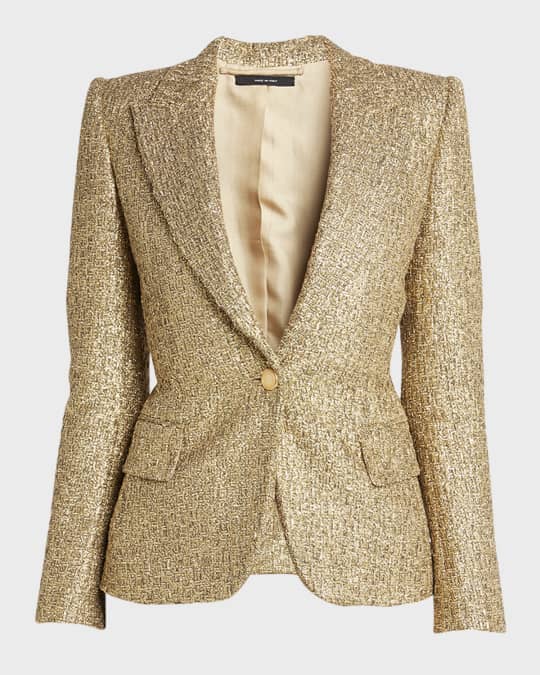 【送料&関税込】Tom Ford Gold Lurex Jacket TOM FORD Men's Shelton Metallic Slub Moire Cocktail Jacket