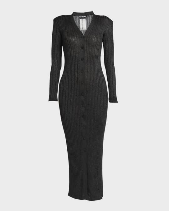 TOM FORD Lurex Ribbed Knit Long Cardigan Dress Neiman Marcus
