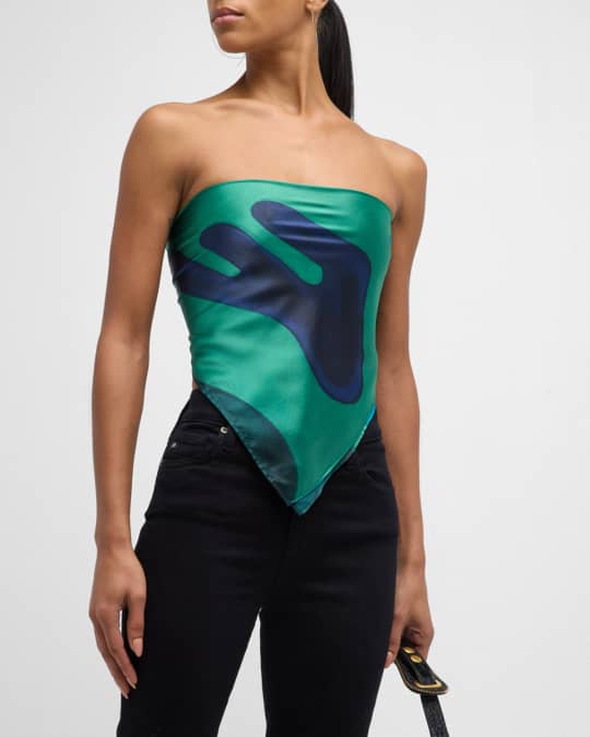 SIR Frankie Printed Silk Scarf Top | Neiman Marcus