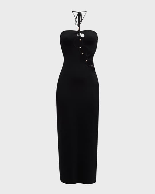SIR Salvador Beaded Halter Midi Dress | Neiman Marcus