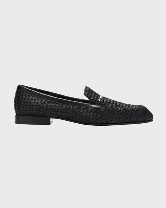 Victoria Beckham Raffia MetalStrap Easy Loafers Neiman Marcus