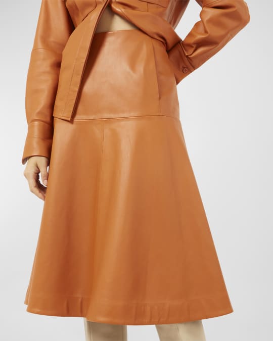 Equipment Alexa A-Line Leather Midi Skirt | Neiman Marcus