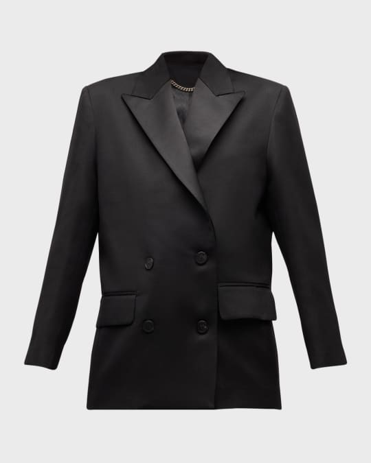 Golden Laureen Wool Gabardine Boyfriend Tuxedo Jacket