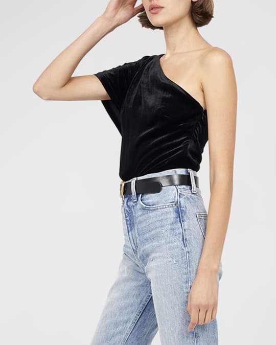 Irena One Shoulder Velvet Blouse