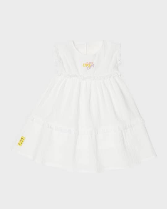 Girl's Off Stamp Ruffled Dress, Size 3M-36M