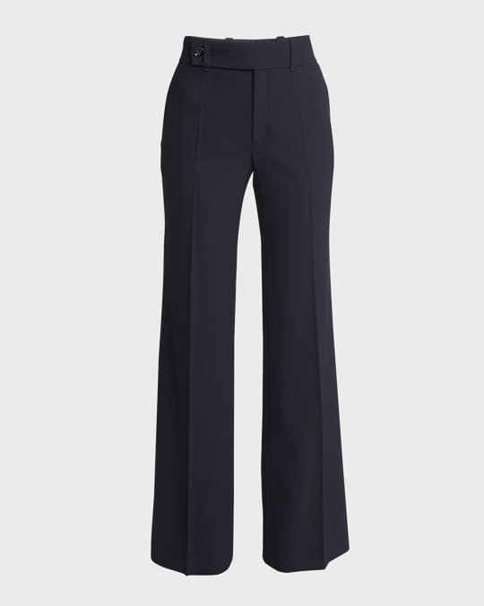 Chloe Wide-Leg Stretch Wool Trousers | Neiman Marcus
