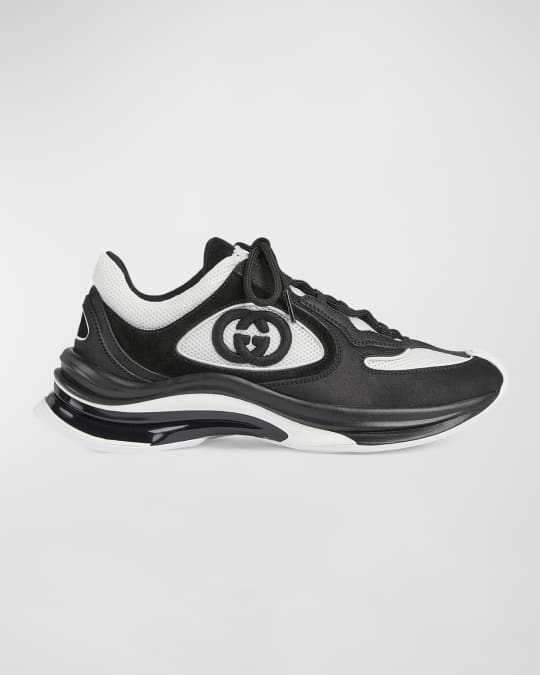 GG Bicolor Suede Mesh Runner Sneakers