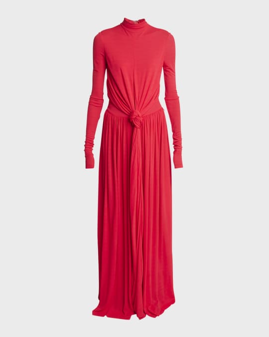 Meret Turtleneck Wrap Waist Long Sleeve Maxi Dress