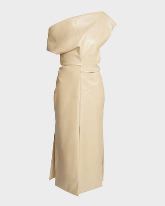 Proenza Schouler Rosa Off-Shoulder Leather Dress | Neiman Marcus