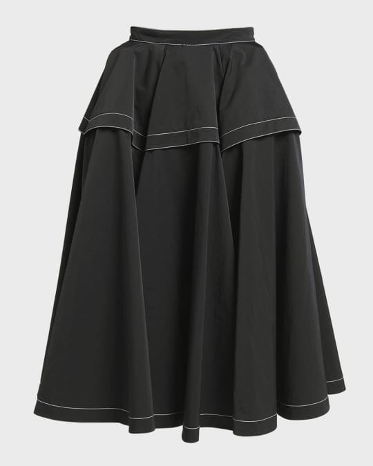 Bottega Veneta Tech Nylon Midi Circle Skirt | Neiman Marcus